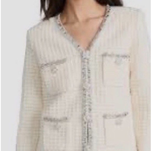 Self Portrait Elegant Cream Jacket With Silver Accents